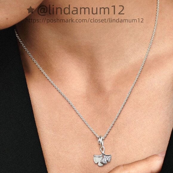 Pandora Double Gingko Leaves Sparkling Dangle Charm - Picture 4 of 5